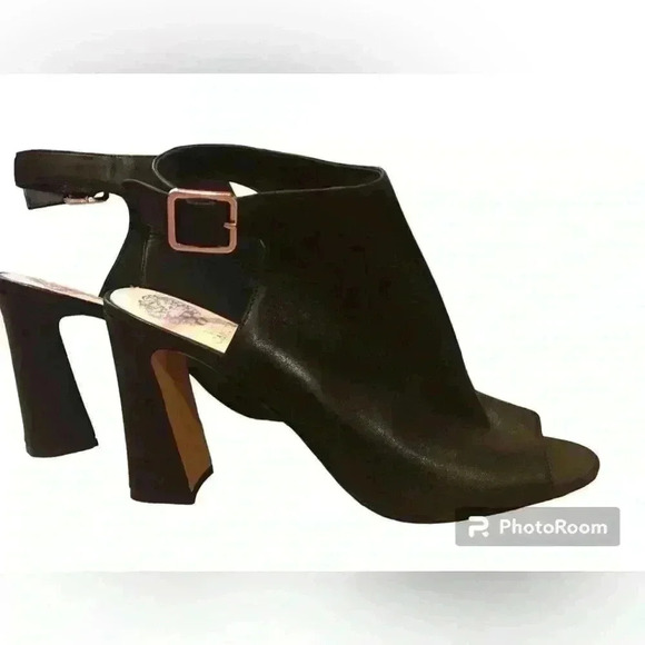 Vince Camuto Like New Black Cellia Leather Slingback Opened Peep Toe Heels 11M - Picture 2 of 16